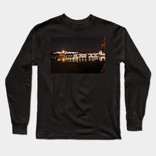 Prague Riverfront by Night Long Sleeve T-Shirt